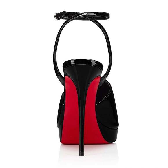 Christian Louboutin Miradona 120 Black Patent Ankle Strap Sandal Heel Pump 35 - Picture 10 of 12